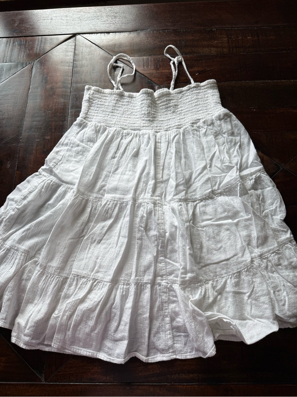 Zara White Tiered Smocked Mini Dress
